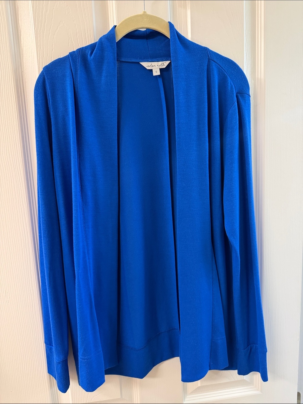 Open-Front Cobalt Blue Draped Cardigan